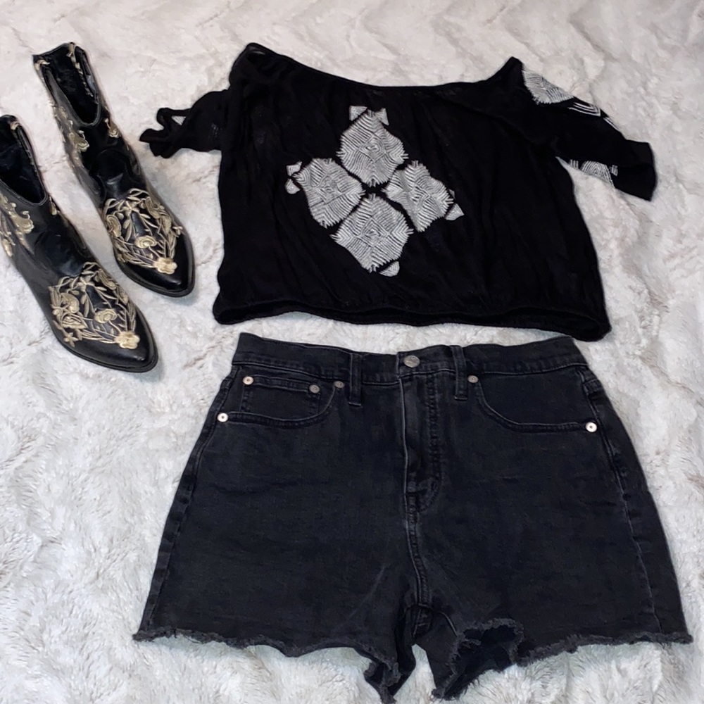 Madewell high waisted black cut off shorts excellent preowned condition size 28 - Picture 10 of 11